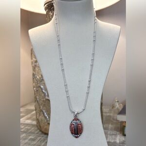 Blingy Orange Football Pendant Necklace 🏈
